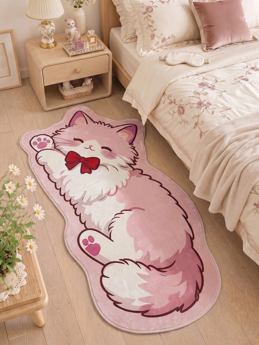 DAJIANG 1 Buah Keset Pintu Panjang, Karpet Area Multi-Warna Motif Kucing Kartun Lucu, Keset Luar Ruangan, Karpet Dapur, Cocok untuk Kamar Mandi, Luar Ruangan, Dalam Ruangan, Kamar Tidur, Ruang Tamu, Karpet Samping Tempat Tidur, Dapat Dicuci dengan Mesin, Keset Pintu Masuk Mudah Dibersihkan, Karpet dengan Alas Anti-Selip, Dekorasi Musim Gugur