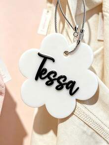 Personalized Flower-Shaped Acrylic Keychain, Customizable Text Bag Charm, Birthday, Valentine's Day, Anniversary Gift, Suitable For Couples, Friends, Pets And More - Multicolor - View 5