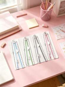 1/4pcs Multi-Color Angle Folding Ruler, Office & Study Drawing Ruler, Straight Ruler For Exams, Back To School Gift, Random Color - Multicolor - View 1
