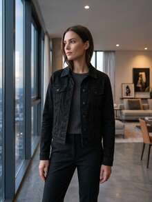 Women Denim Jackets & Coats - Black - View 1