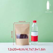 50/100 Pcs Reusable Kraft Paper Food Storage Bags, Stand-Up, With Transparent Window, Sealable Packaging Bags, For Storing Food, Tea, Candy, Snacks, Etc. - View 29