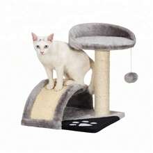 1 Pc Dual‑Style Cat Tree, Luxury Version 55.5 Inches, Regular Version 17 Inches, Wear‑Resistant Sisal Scratching Posts, Equipped With Cat House, Tunnel, Hammock, Ladder And Cat Teaser Pendant, Suitable For Indoor Household Pet Cats - Multicolor - View 4