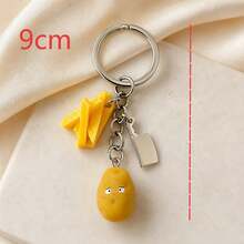 1pc/2pcs Unisex Cartoon Expression Potato Fries Ketchup Resin Pendant Realistic Knife Accessory Cute Funny Bag Charm - Multicolor - View 5