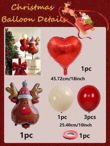 Christmas Reindeer And Plaid Pattern 4D Foil Balloon Set, Red Cream Latex Balloons, Reusable Balloons For Winter Christmas Holiday Home Party Background Decoration, - Christmas Reindeer - View 13