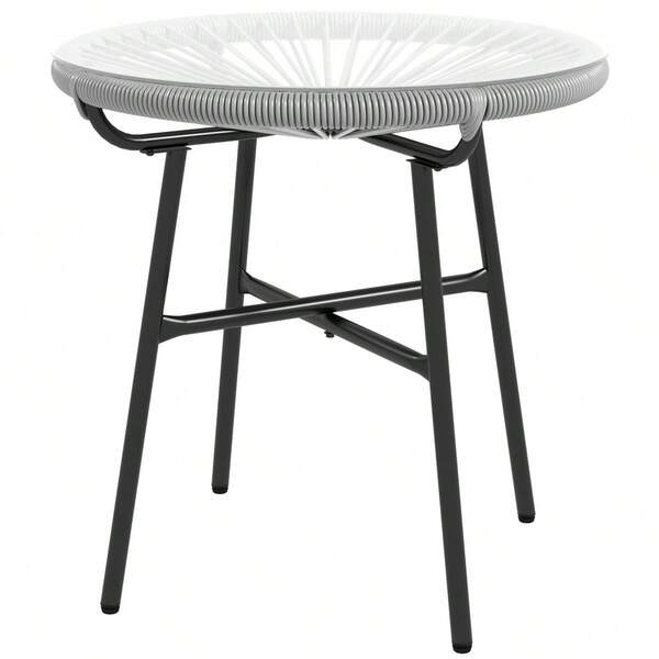 Gartentisch Boho-Stil Outdoor Beistelltisch, PE-Rattan, Gehärtetes Glas, Wetterbeständig, 50 X 50 X 50, Schwarz On-Site