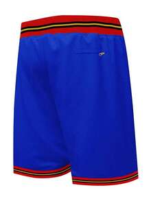 Atonmore Men's Basketball Pants 23 Blue Retro Mesh Embroidered Zipper Pocket Casual Sports Shorts - Blue - View 2