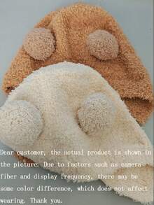 1/2pcs Baby Cute Bear Ear Fleece Hat, Soft Textured Warm Ear Protection Hat For Autumn/Winter, With Tie Knot, Cold-Proof Knitted Hat For Daily Wear - Multicolor - View 4