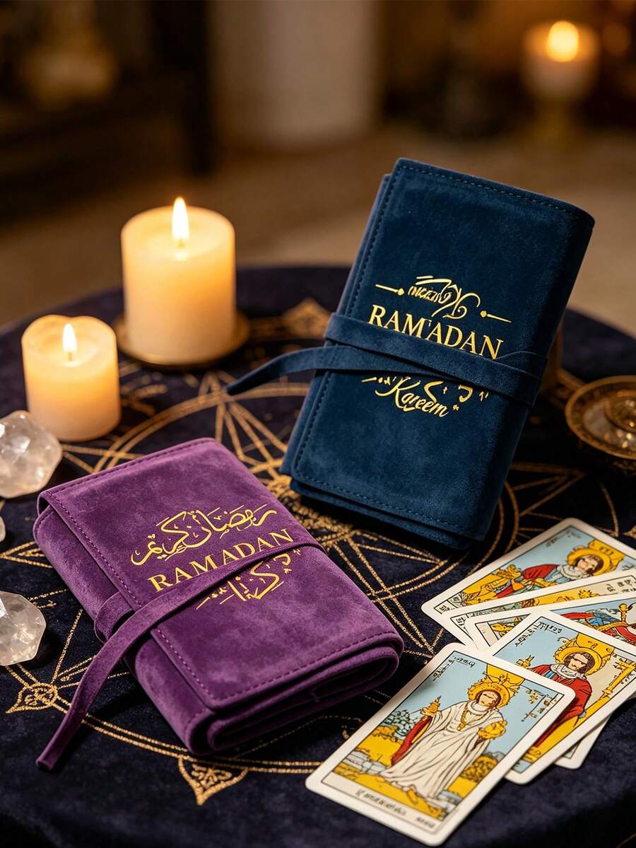 حقيبة تخزين بطاقات التارو بنمط رمضان متعددة الألوان، كيس رباط سحري، حقيبة تغليف بطاقات الشطرنج ذات بطانية، إغلاق برباط مضاد للتشتت، ناعمة ومقاومة للغبار، تنظيم ألعاب البطاقات بعد اللعب، فاصل تخزين في حقيبة السفر للبطاقات والتمائم، تخزين تصنيفي منزلي للعملات التذكارية وكتب التارو، مناسبة للمتنبئين ولاعبي ألعاب الطاولة وعشاق الغموض، هدية العيد وعيد الميلاد، ضروري فني للسفر - متعدد الألوان - مشاهدة 1