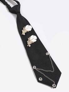 1pc Feather Rhinestone Brooch Chain, No-Tie Collar Decoration, Commute Daily School Performance Shirt Accessory - Multicolor - View 6
