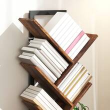 Boekenkast in boomvorm met 9 planken, industriële opbergkast met stalen frame, 50x24x136cm, rustiek bruin - A - Bekijken 10
