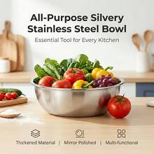 Multifunctional Large Stainless Steel Mixing Bowl - Suitable For Dough, Salad And Soup | Perfect For Kneading Dough, Noodles, Washing Vegetables And Cooking Soup, An Essential For Multifunctional Kitchen - Multicolor - View 6