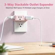 Cruise Travel Essential 3-Outlet Angled Power Strip, 3-Prong Grounded Outlet Expander, Compact Multi-Function Power Extension, Suitable For Kitchen Bathroom Countertop - Pink - View 10