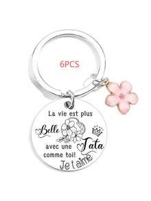 1PC/6PCS/12PCS/24PCS I Love You Aunt Portable Memorial Pendant, Creative Heartfelt Birthday Gift For Aunt - Silver - View 10
