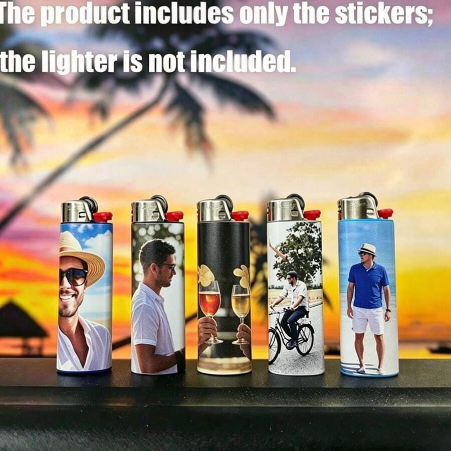 (不含打火機) 1/3/6件客製化貼紙，個性化打火機包裝貼紙，個性化口袋打火機裝飾，客製化打火機廣告，促銷禮品客製化，可印製標誌與口號 (不含打火機)，乙烯基貼紙 - 彩色 - 查看 1