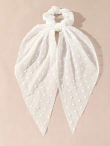 1pc Women's Simple & Elegant White Ribbon Hair Scrunchie, Suitable For Daily, Hair Accessories - White - View 1