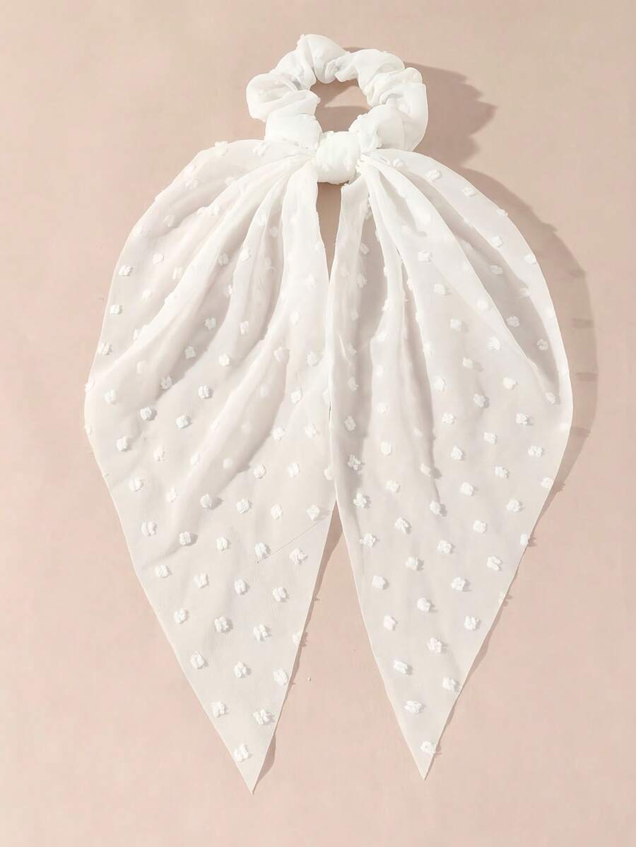 1pc Women's Simple & Elegant White Ribbon Hair Scrunchie, Suitable For Daily, Hair Accessories - White - View 1