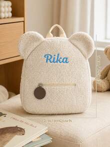 Teddy Bear Backpack, Toddler Backpack, Customizable Embroidered Name Backpack, Multifunctional, Compact, Decorative, Fluffy Cute Baby Backpack, Ideal Gift For Family, Friends, Daughter, Son, Her, Suitable For Children's Day, Autumn/Winter Back To School Season, Winter Gift Ideas, Boys/Girls Valentine's Day, Back To School Fashion - Beige - View 4