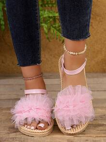 Women's Mesh Daily Versatile Fashion Flat Sandals - Baby Pink - View 2