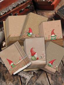 12 Christmas Greeting Cards (With Envelopes) - Red Hat Elf Dwarf - Cute Winter Elf And Snowflake Cards, Suitable For Friends, Family, Teachers - Blank Message Christmas Cards - View 7