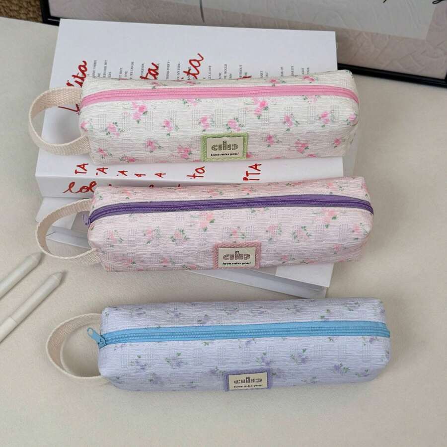 1 pièce Trousse à crayons portable de style dessin animé anime japonais-coréen à fleurs, sac de rangement, sac organisateur, sac fourre-tout, sac de papeterie portable grande capacité pour étudiantes, trousse à crayons de papeterie de style coréen, école, étudiant, maison, salle de classe, bureau, apprentissage, écriture, rangement, stylo à bille, stylo gel, stylo à écrire, crayon, gomme, ensemble organisateur de trousse à crayons de papeterie, cadeau de papeterie pour les vacances - Multicolore - Voir 1