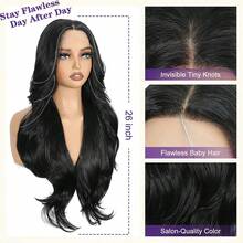 websterwigs Black 13x4 Glueless Lace Front Wig For Women, 26 Inch Synthetic Wig, Halloween - Multicolor - View 6