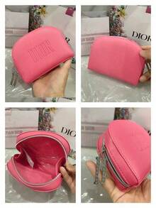 DIOR 亮粉色人造皮革貝殼造型化妝包，壓紋 DIOR Logo 化妝收納袋，配水鑽拉鍊頭，便攜迷你美妝收納整理包，女性奢華禮物 DIOR‑GIFT‑191 - 粉色 - 查看 4