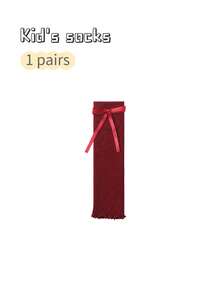 Red Bowknot New Year Slouch Socks, Warm Calf Socks For Autumn/Winter - Red - View 11