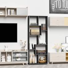 Zigzag boekenkast, eigentijds design, 70L x 24B x 178H cm, zwart spaanplaat - A - Bekijken 3