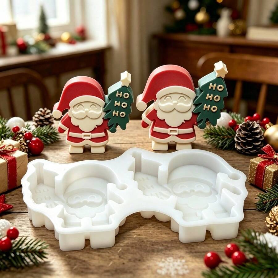 1PC Santa Claus Figurine Silicone Mold, Christmas Decoration Figurine Plaster Resin Epoxy Mold, Aromatherapy Candle Mold, Holiday Atmosphere Decoration Making Mold, Suitable For Handmade Crafts, Reusable - Santa Claus Mold - View 1