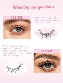 Thai Style Full Strip False Eyelashes, Transparent Thin Stem, Natural Soft Gradient, 6-12mm, Lightweight Fluffy, Reusable, Daily Makeup, Beginner-Friendly - View 2