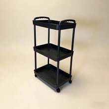 Three-Layer Pulley Mobile Storage Cart - Easy-Assembling Plastic Storage Rack For Bathrooms, Kitchens, RVs, Offices And Workshops, Featuring 3 Hanging Baskets And 3 Layers Of Shelves, Saving Space - Multicolor - View 7