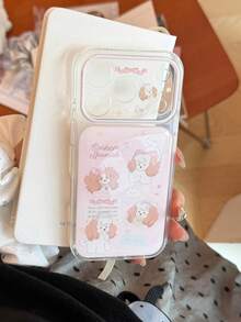 可愛軟萌小狗插畫手機殼，適用 17 Pro Max、Apple 16、15，全包覆軟 TPU，甜美風格 - 粉色 - 查看 4