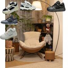 MAs- Men Women Sneakers  Spring Summer Low Top Thick Sole Platform Shoes Couple Casual Fashionable - AM White Blue - View 3