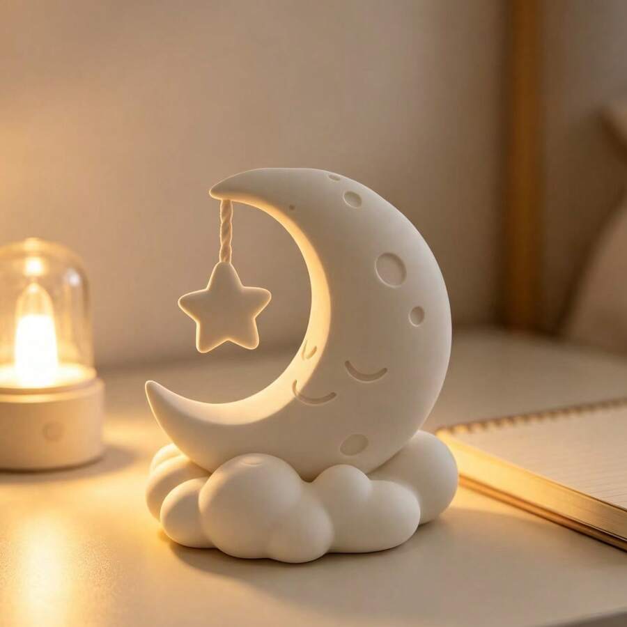 No 3D Printing Night Companion Warm, Star & Moon Decor, Desktop Companion - Star and Moon Warm Home Decor - View 1