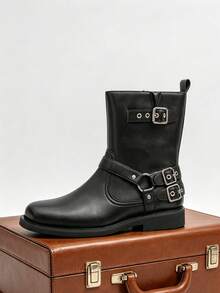 Men's Autumn/Winter Fashion Casual Boots, Non-Slip And Lightweight, Suitable For Daily Wear - Black - View 3