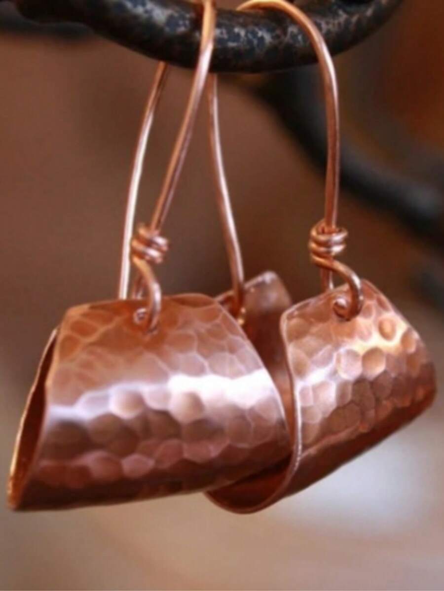 YOYO Vintage Handmade Hammered Texture Earrings, Unique Raised And Recessed Design, Unique Gift For Girlfriend