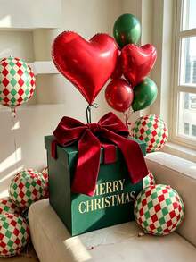 Christmas Reindeer And Plaid Pattern 4D Foil Balloon Set, Red Cream Latex Balloons, Reusable Balloons For Winter Christmas Holiday Home Party Background Decoration, - Christmas Reindeer - View 8
