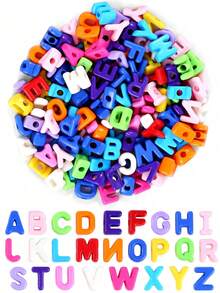 50-200pcs Colorful Acrylic Large Hole Letter Beads, Random Mixed Color Loose Beads For Handmade Jewelry, Phone Chain, Keychain Decoration - Multicolor - View 2