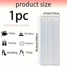 1/2pc 155*240cm Pink Chiffon Tulle Backdrop Curtain, Suitable For Party, Wedding, Shower, Birthday Party, Photo Booth Background Decoration - Pink - View 9