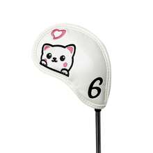 10pcs Golf Club Head Covers, Cute Cat Pattern, High Quality Golf Club Head Covers/Golf Club Covers/Iron Head Covers - White - View 6