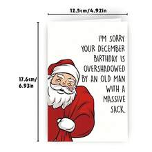 1Pc December Birthday Card: Cartoon Santa Claus Humorous Christmas Birthday Card, Suitable For Gifting To Friends, Colleagues, And Loved Ones, As A Fun Holiday Card - Suitable For Special Occasions - View 3
