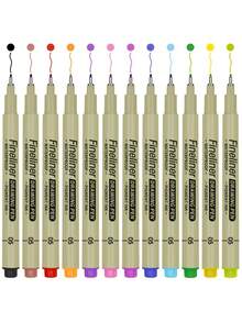 12-Color Fine Tip Pen Set - Lightweight And Durable Plastic Drawing Pens With Ink, Suitable For Line Art, Sketching, Journaling, Dot Painting, Manga Creation - Ideal Choice For Artists And Office Use - Perfectly Meets Professional Art Creation Needs - Multicolor - View 4