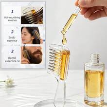 2pcs Hair Root Essence Applicator Comb, Transparent Crystal Liquid Dispensing Massage Comb, Portable Scalp Oil Application Tool, Unisex, No Essential Oil Included, With Liquid Tube - Clear - View 5