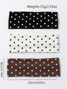 3pcs/Set Fashion Women Polka Dot Print Soft Non-Slip Headbands, Elastic Yoga Sports Hair Accessories, Suitable For Daily Wear And Various Occasions - Multicolor - View 3