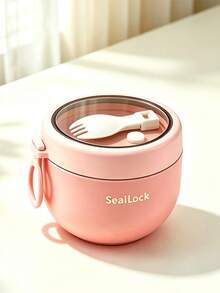 SEAL LOCK 2 Pieces Colorblock Divided Lunch Box And Sealed Soup Bowl Set With Built-In Spoon And Fork Utensils, Food And Soup Separation, Portable Bento Box For Office Workers, Students, Outdoor Picnic, Commuting, School, Multi-Scenario Use, Anti-Cross-Flavor - Multicolor - View 11