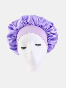 1 chiếc mũ ngủ và mũ trùm tóc bằng satin rộng vành, đường kính 30cm dành cho nữ, dùng hàng ngày, chất liệu lụa satin, thích hợp đi biển và du lịch. - trắng - Xem 5