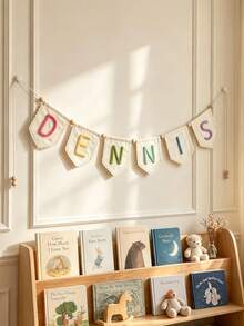 1pc Customized Lace Name Banner, Handmade Yarn Letter Hanging Decor, Suitable For Baby Room, Personalized Girl Decoration, Neutral Color Baby Room Wall Hanging, Personalized Felt Name Flag, Macaron Color Baby Room Decor, Sweet Style - Multicolor - View 8