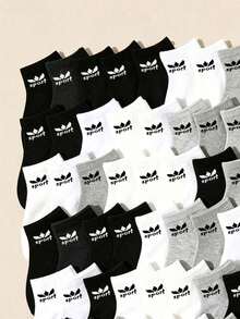 5/10/20 Pairs Random Color Sports Short Socks, Back To School Autumn Holiday Women's Gift, Halloween Autumn Essential Daily Wear, Suitable For All Seasons - Multicolor - View 5