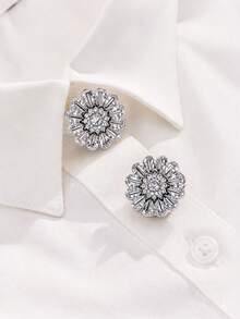 Elegant Geometric Pattern Button Covers, Shirt Button Covers, Clip-On Button Covers, Fashion Crystal Cufflinks Covers, Suitable For Tuxedo And Wedding Dress Decoration - Multiple Colors - View 1