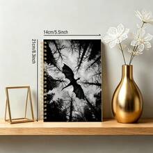 DANPERJI 1pc A5 Spiral Journal, Dark Dragon Silhouette Dead Wood Forest Pattern Notebook, Dark Fantasy Art Style, For Work Study Travel, Note Log Diary Memorandum Notebook - A - View 3